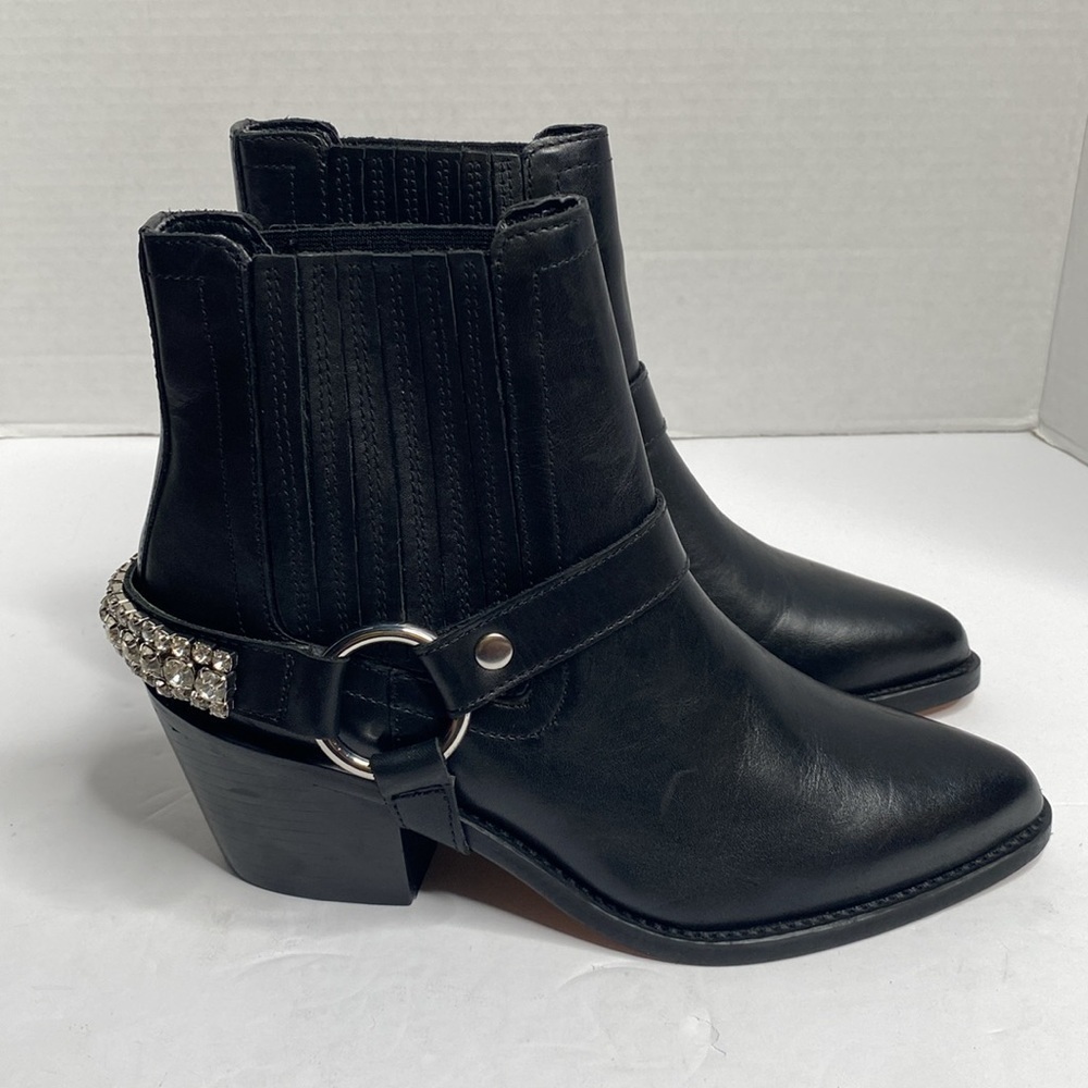 KURT GEIGER Sylvie Crystal leather boots rocky ladies ankle boots black Size 6 - Picture 4 of 5